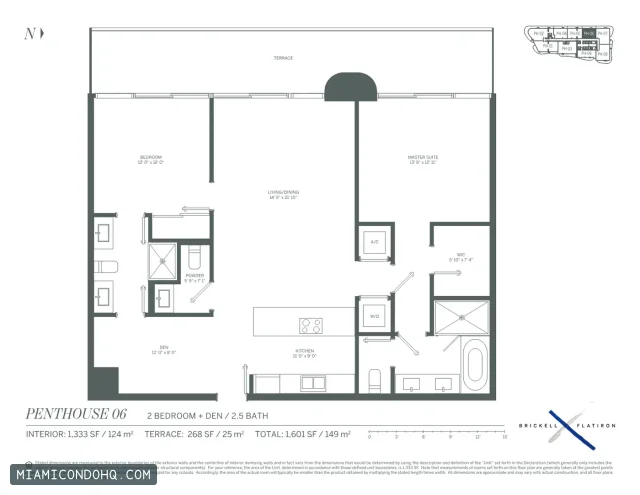 Brickell Flatiron floor plan Penthouse 06 · 2 bedrooms