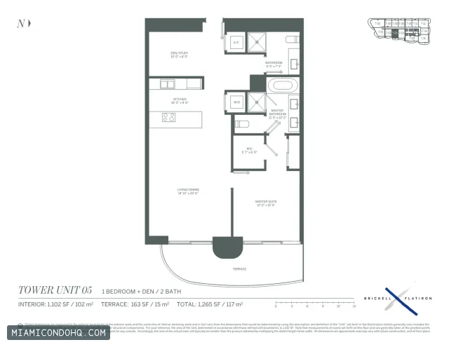 Brickell Flatiron floor plan Unit 05 · 1 bedroom