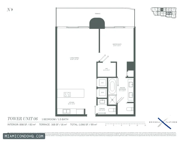 Brickell Flatiron floor plan Unit 06 · 1 bedroom