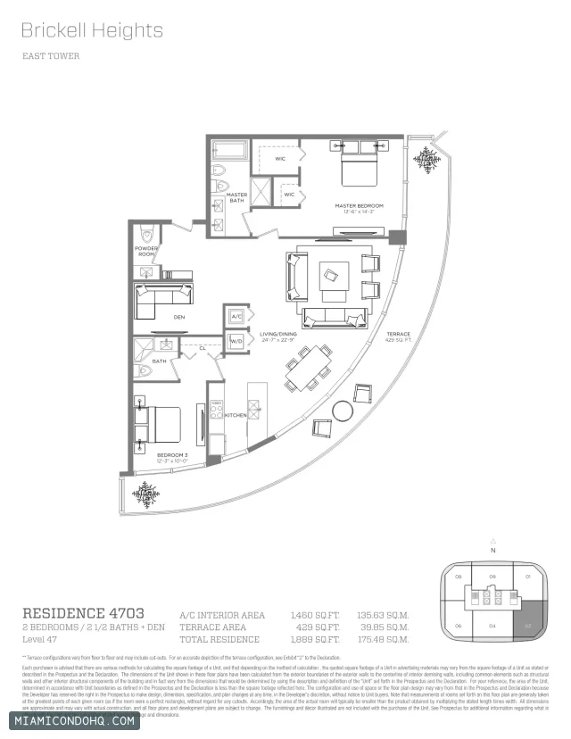 Brickell Heights floor plan Residence 4703 · 2 bedrooms