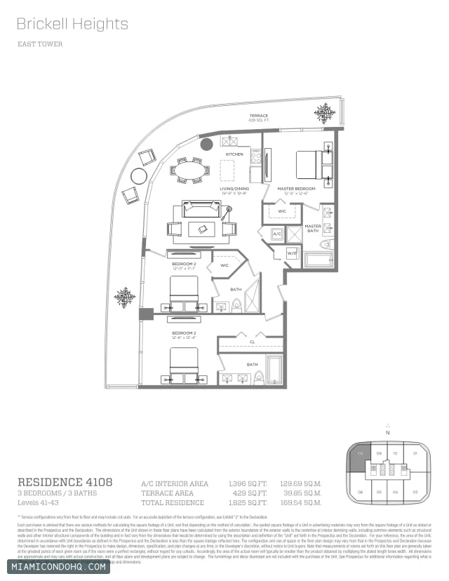 Brickell Heights floor plan Residence 4108