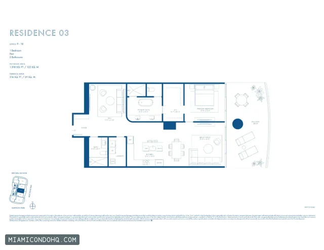 Cipriani Residences Miami floor plan Residence 03 · 1 bedroom