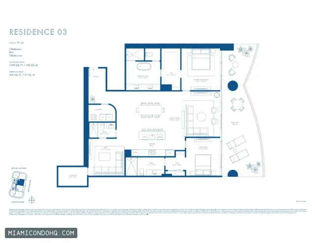 Cipriani Residences Miami floor plan Residence 03 · 2 bedrooms