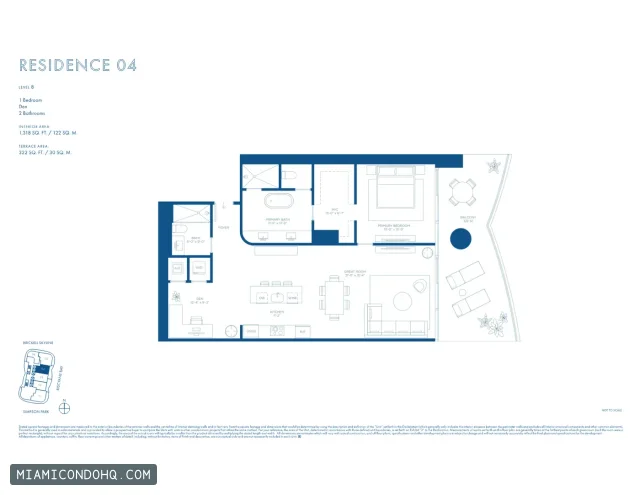 Cipriani Residences Miami floor plan Residence 04 · 1 bedroom