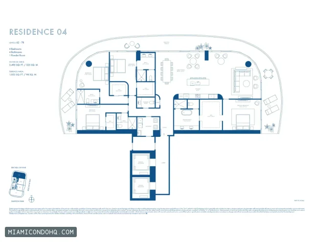 Cipriani Residences Miami floor plan Residence 04 · 4 bedrooms