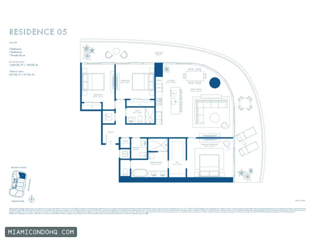 Cipriani Residences Miami floor plan Residence 05 · 3 bedrooms