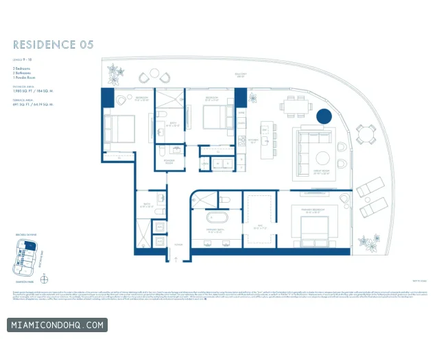 Cipriani Residences Miami floor plan Residence 05 · 3 bedrooms