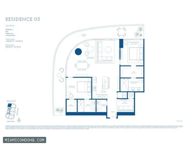 Cipriani Residences Miami floor plan Residence 05 · 2 bedrooms