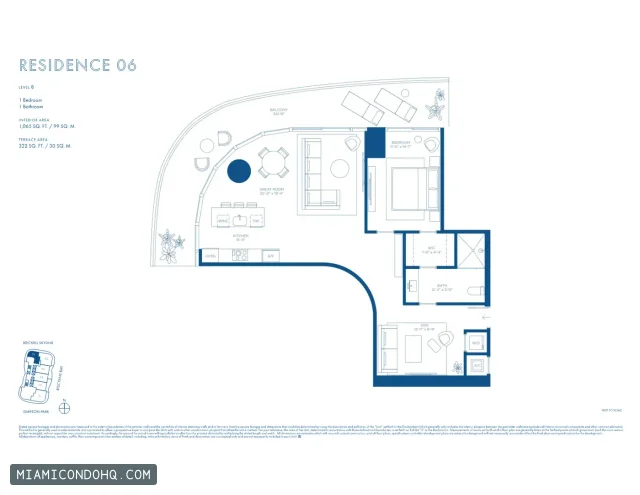 Cipriani Residences Miami floor plan Residence 06 · 1 bedroom