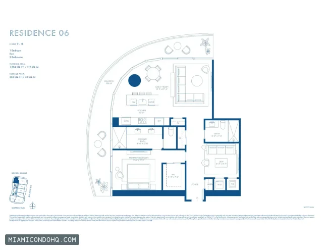 Cipriani Residences Miami floor plan Residence 06 · 1 bedroom