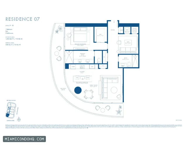Cipriani Residences Miami floor plan Residence 07 · 1 bedroom
