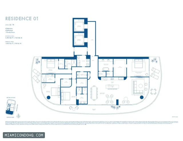 Cipriani Residences Miami floor plan Residence 01 · 4 bedrooms
