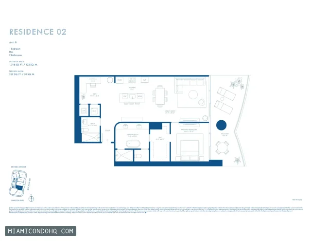 Cipriani Residences Miami floor plan Residence 02 · 1 bedroom