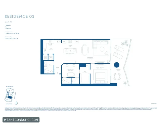 Cipriani Residences Miami floor plan Residence 02 · 1 bedroom