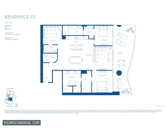 Cipriani Residences Miami floor plan Residence 02 · 2 bedrooms