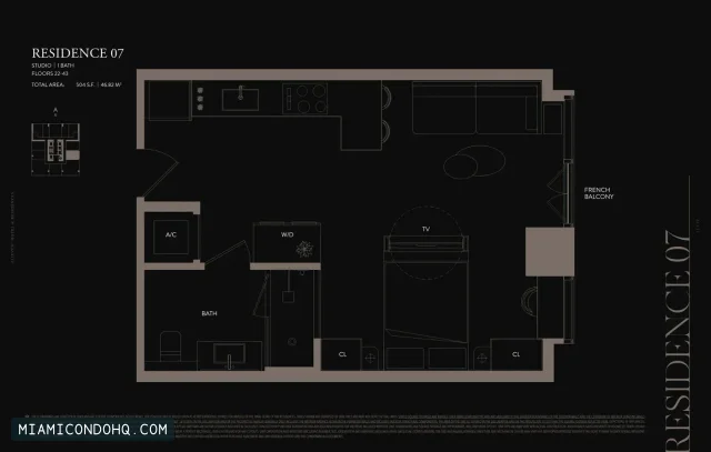 E11EVEN Hotel & Residences Miami floor plan Residence 07 · Studio