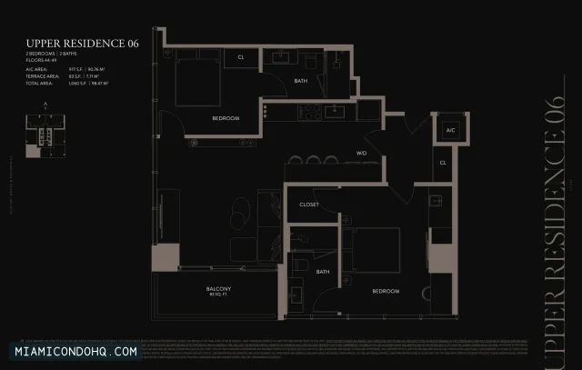 E11EVEN Hotel & Residences Miami floor plan Residence 06 · 2 bedrooms