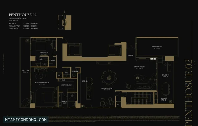 E11EVEN Hotel & Residences Miami floor plan Penthouse 02 · 2 bedrooms