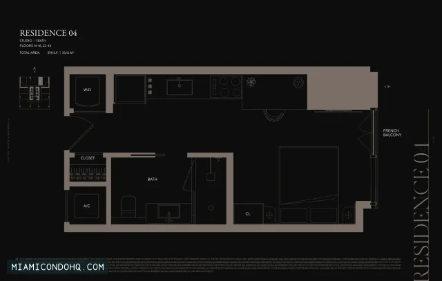 E11EVEN Hotel & Residences Miami floor plan Residence 04 · Studio