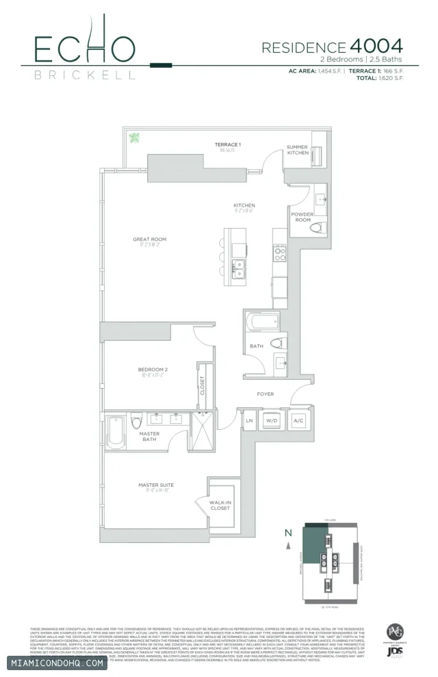 Echo Brickell floor plan Residence 4004 · 2 bedrooms