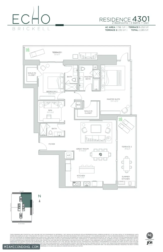 Echo Brickell floor plan Residence 4301