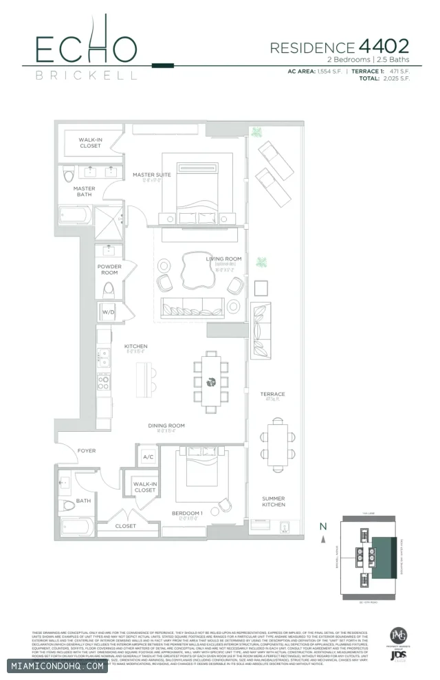 Echo Brickell floor plan Residence 4402 · 2 bedrooms