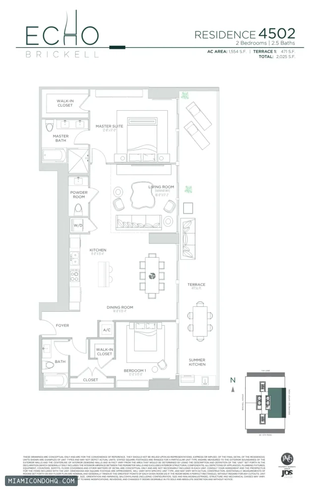 Echo Brickell floor plan Residence 4502 · 2 bedrooms