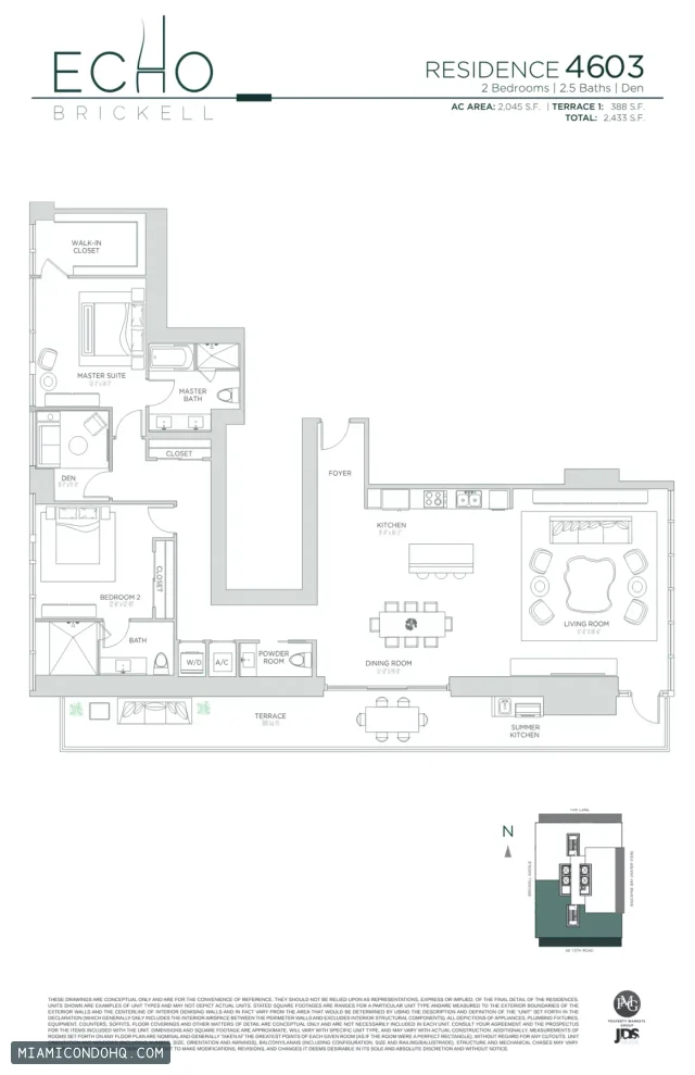 Echo Brickell floor plan Residence 4603 · 2 bedrooms
