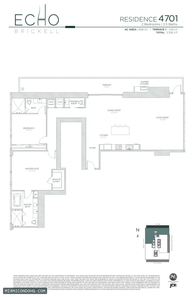 Echo Brickell floor plan Residence 4701 · 2 bedrooms