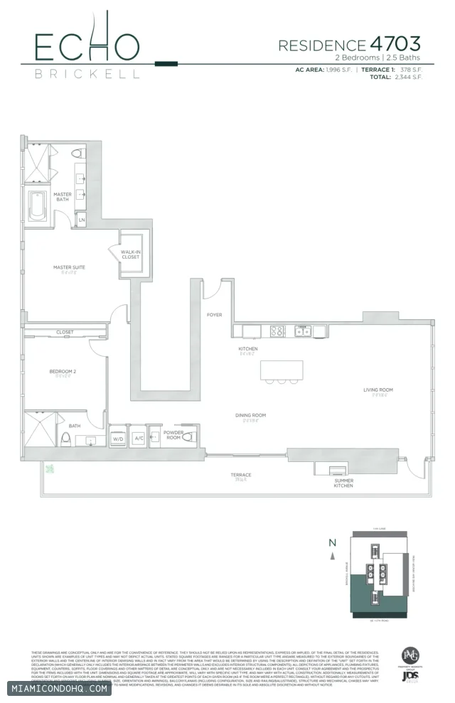 Echo Brickell floor plan Residence 4703 · 2 bedrooms