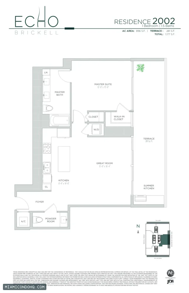 Echo Brickell floor plan Residence 2002 · 1 bedroom