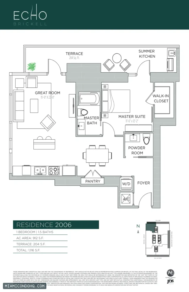 Echo Brickell floor plan Residence 2006 · 1 bedroom