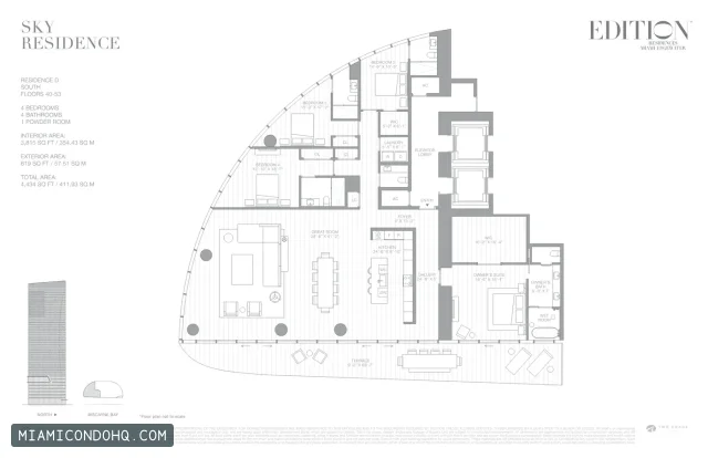 EDITION Residences Miami floor plan 4 bedrooms