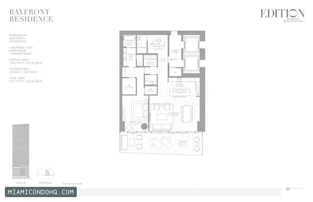 EDITION Residences Miami floor plan Residence B1 · 1 bedroom