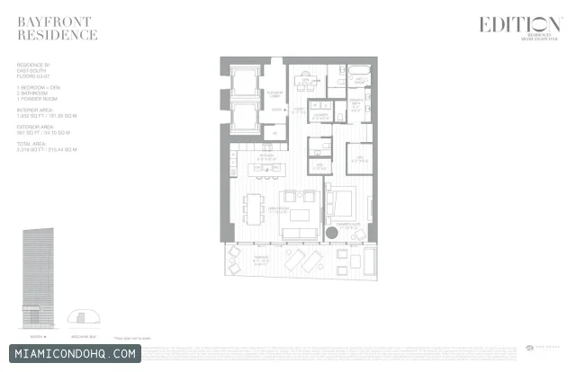 EDITION Residences Miami floor plan Residence B1 · 1 bedroom