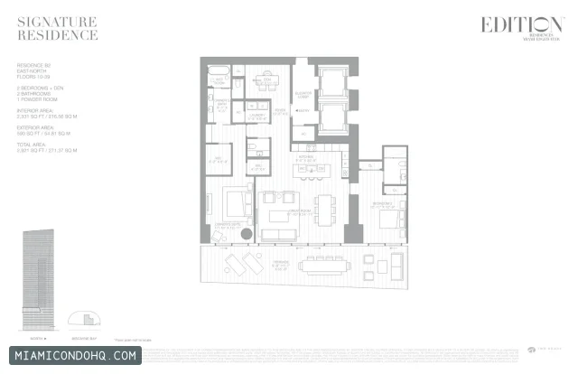 EDITION Residences Miami floor plan Residence B2 · 2 bedrooms