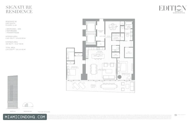 EDITION Residences Miami floor plan Residence B2 · 2 bedrooms