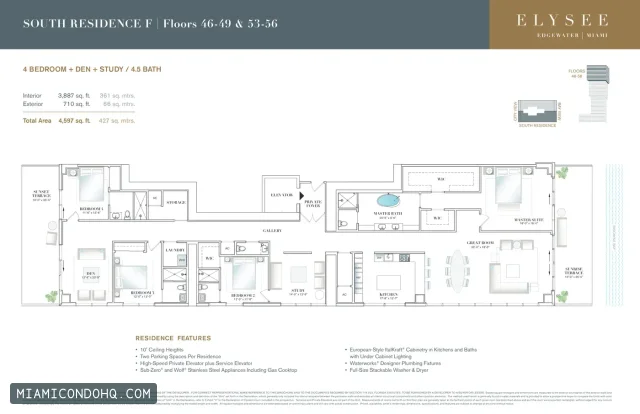 Elysee Miami floor plan 4 bedrooms