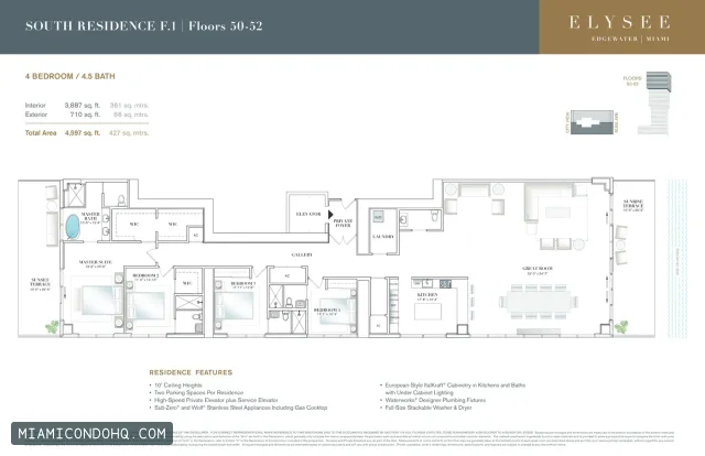 Elysee Miami floor plan 4 bedrooms