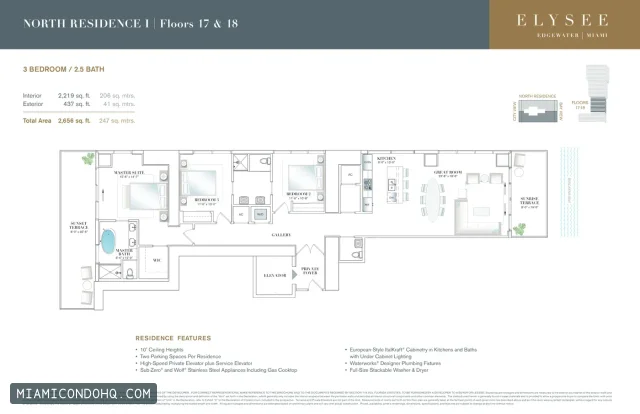Elysee Miami floor plan 3 bedrooms