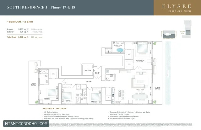 Elysee Miami floor plan 4 bedrooms
