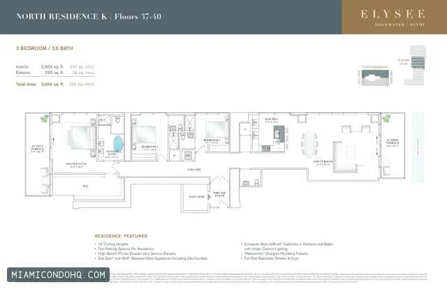 Elysee Miami floor plan 3 bedrooms