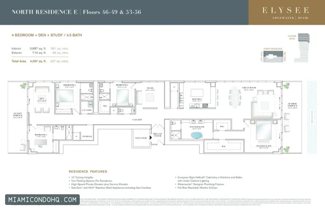 Elysee Miami floor plan 4 bedrooms