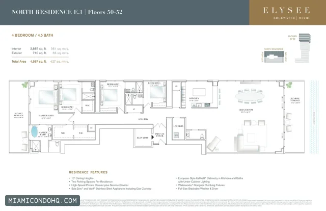 Elysee Miami floor plan 4 bedrooms