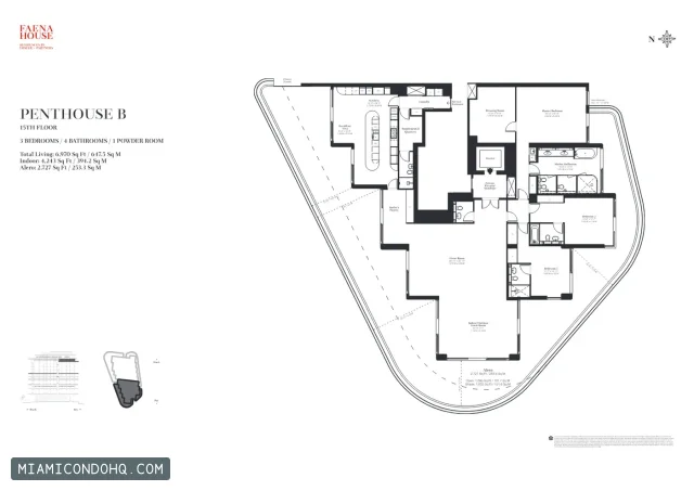Faena House floor plan 3 bedrooms