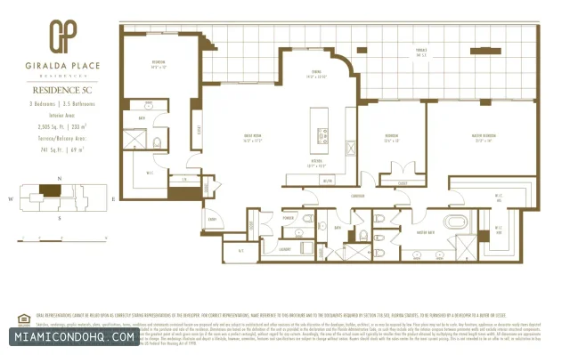 Giralda Place floor plan Residence 5C · 3 bedrooms