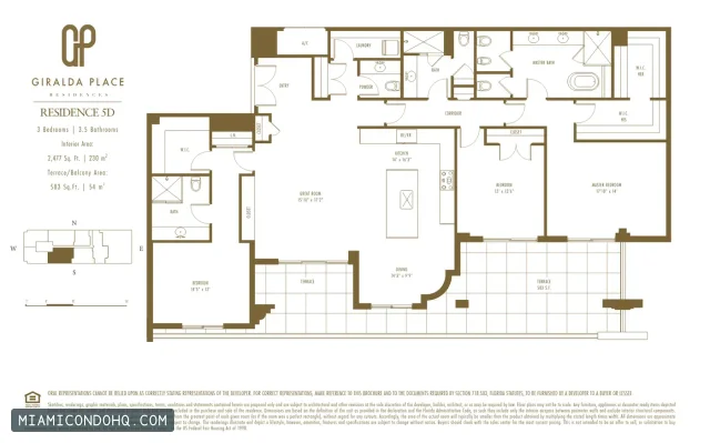 Giralda Place floor plan 3 bedrooms