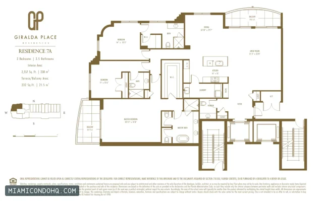 Giralda Place floor plan Residence 7A · 3 bedrooms