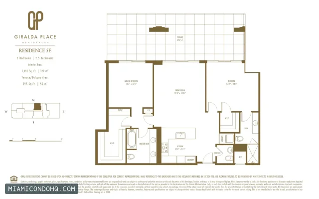 Giralda Place floor plan 2 bedrooms