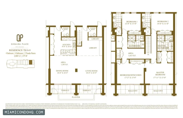 Giralda Place floor plan 4 bedrooms
